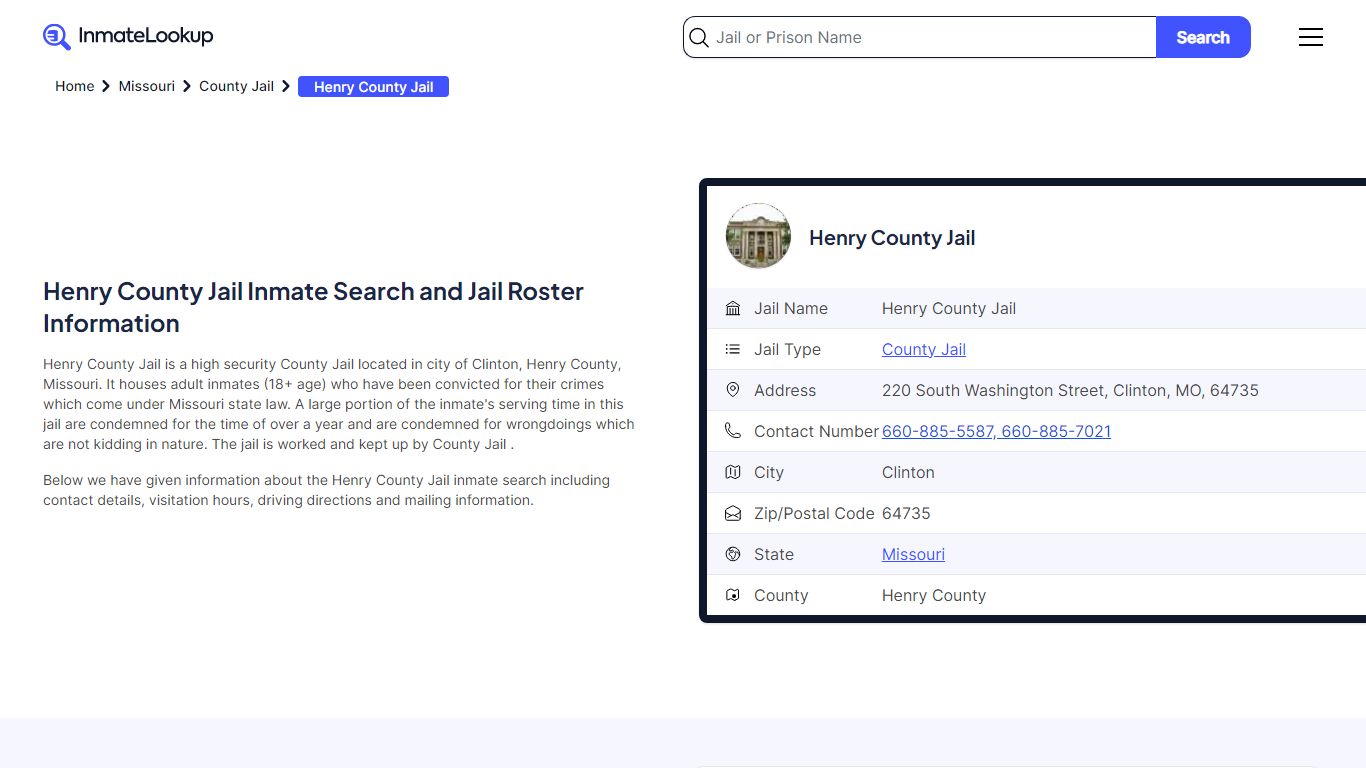 Henry County Jail Inmate Search and Jail Roster Information - Inmate Lookup